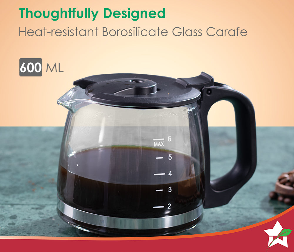 Onyx Brew Coffee Maker, Borosilicate Glass Carafe, Anti-Drip System, Fitered Water Drip Coffee Tank, 2 Years Warranty