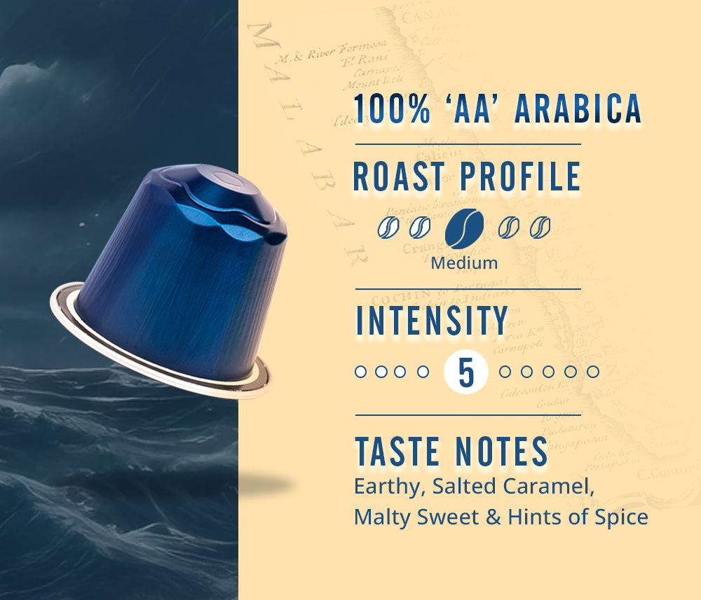 Monsooned Malabar 100% AA Arabica Aluminium Coffee Capsules