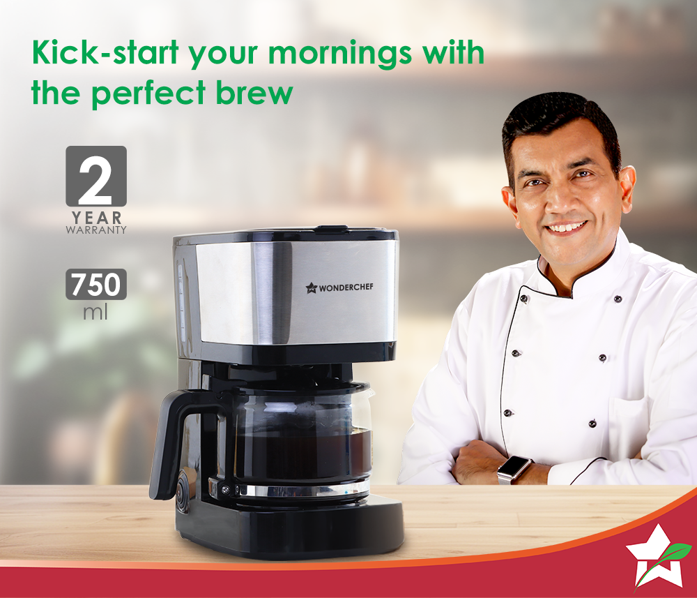 Regalia Pronto Coffee Maker 600W | Coffee Brewer Machine for Home & Office | 750ml Borosilicate Glass Carafe | 3-in-1 Filter Coffee, Espresso, Cappuccino | Auto Shut Off | 6 Cups Coffee | Perfect Gifting Option | Black & Silver| 2 Year Warranty