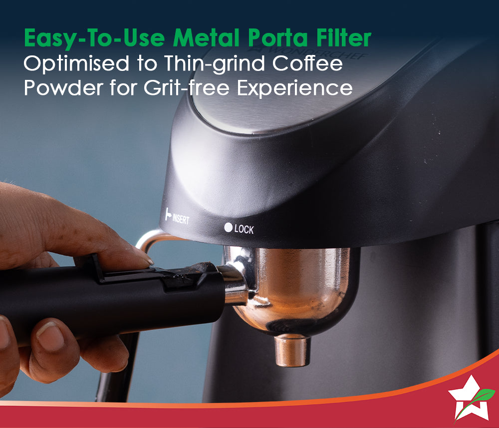 Regenta Espresso Coffee Maker 5-bar | Built in Milk Frother | Make Espressos, Cappuccinos & Lattes at Home | Metal Porta Filter | 2 Years Warranty