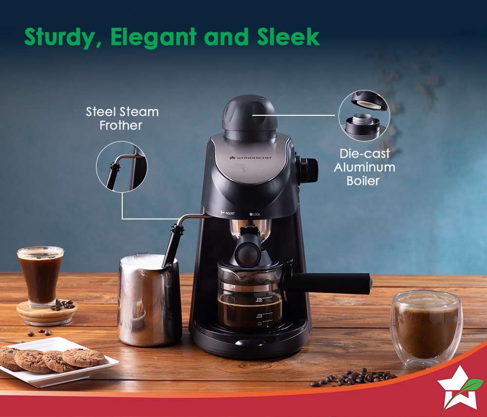 Regenta Espresso Coffee Maker 5-bar | Built in Milk Frother | Make Espressos, Cappuccinos & Lattes at Home | Metal Porta Filter | 2 Years Warranty