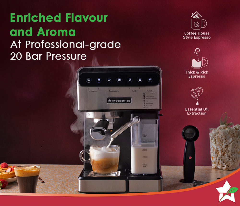 Regenta Automatic Coffee Maker | 20-bar Pressure | Automatic Milk Steamer | 2 Year Warranty