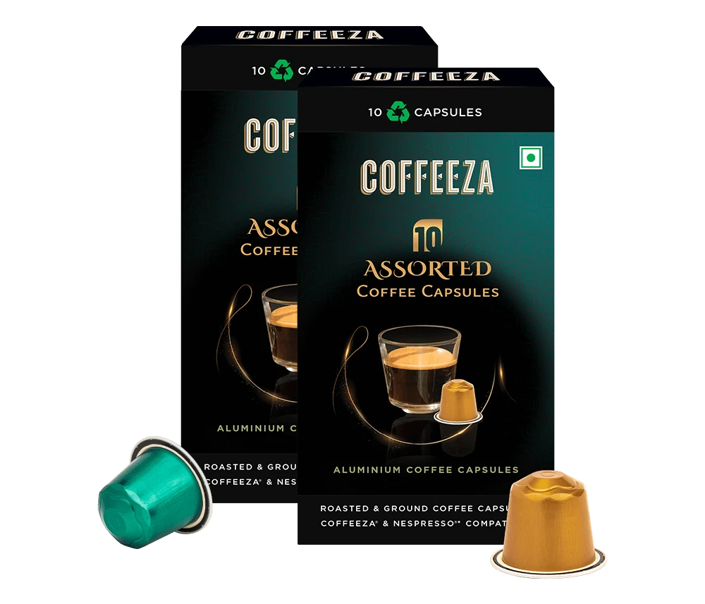 Coffeeza Coffeeza Assorted Box of 10 Coffee Capsules – Classico, Intenso, Cremoso, Forte, and Mysore Nuggets nespresso compatible