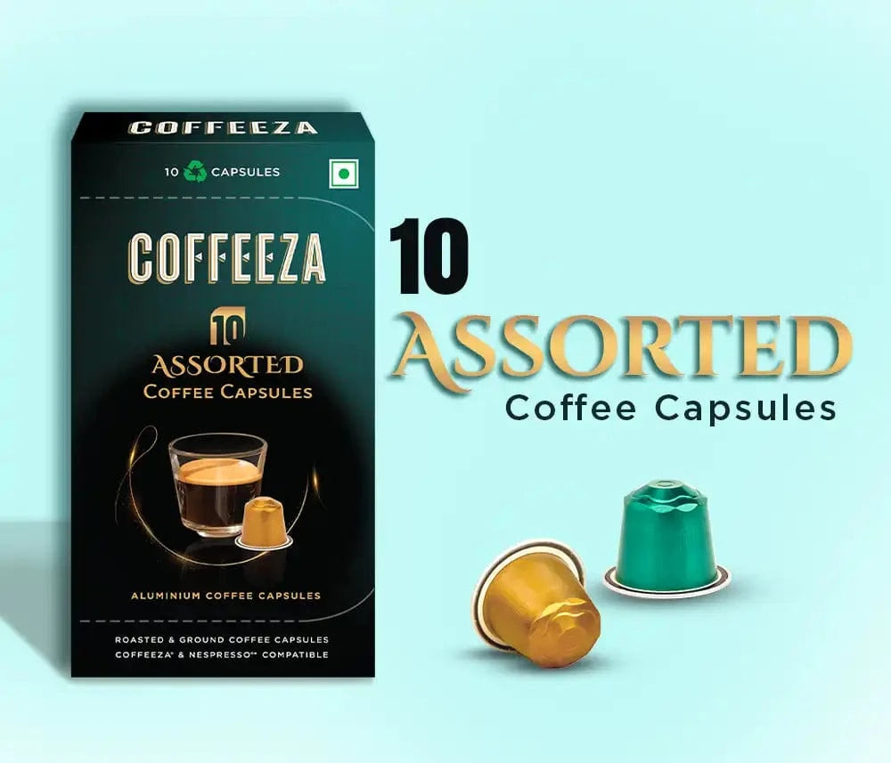Coffeeza Coffeeza Assorted Box of 10 Coffee Capsules – Classico, Intenso, Cremoso, Forte, and Mysore Nuggets nespresso compatible