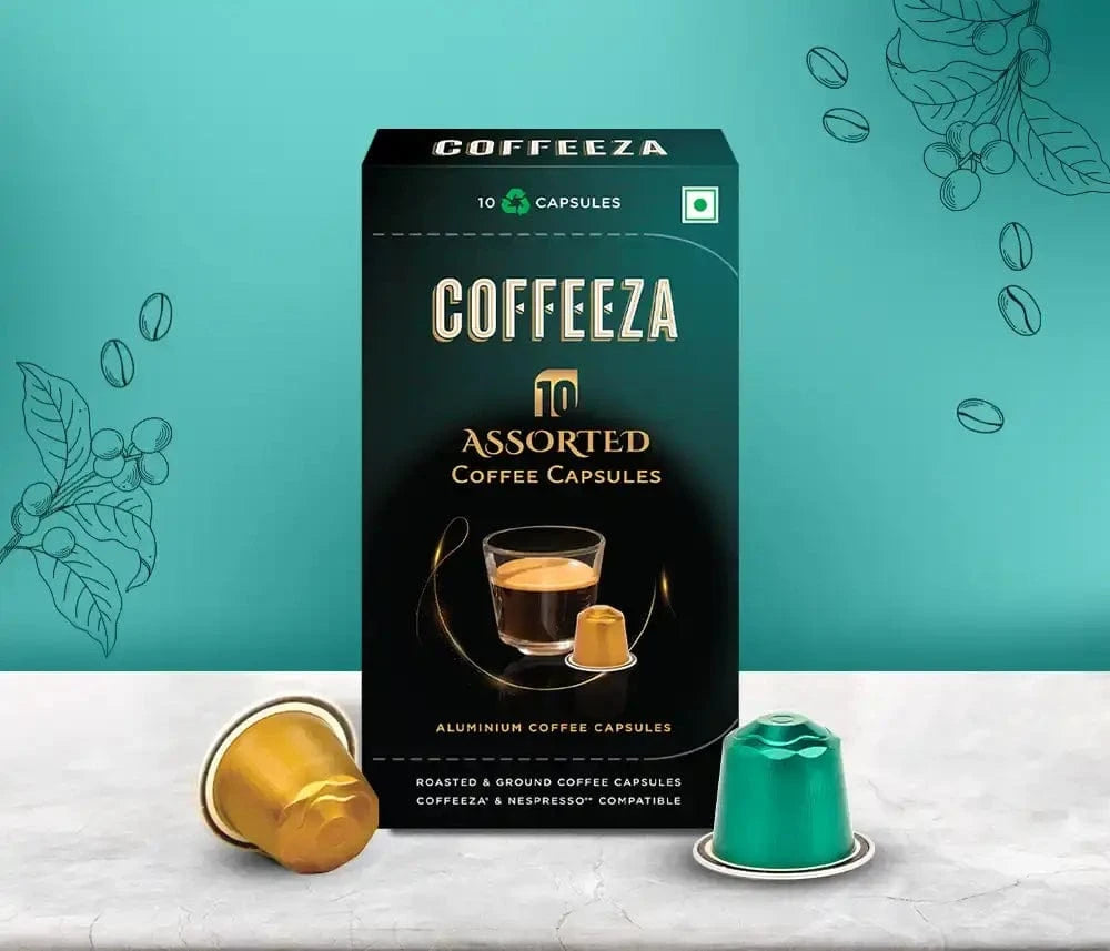 Coffeeza Coffeeza Assorted Box of 10 Coffee Capsules – Classico, Intenso, Cremoso, Forte, and Mysore Nuggets nespresso compatible