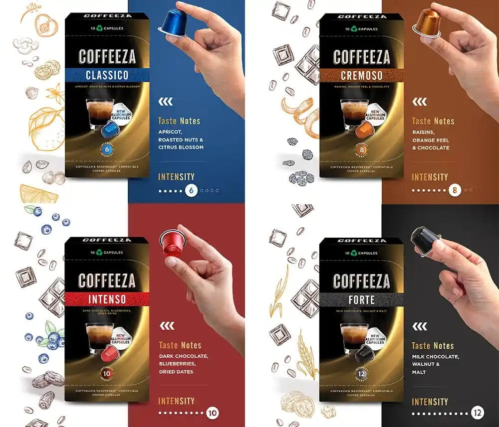 Coffeeza Coffeeza Value Pack Of 80 Coffee Capsules - Aluminium Coffee Pods | Box Of 8 nespresso compatible