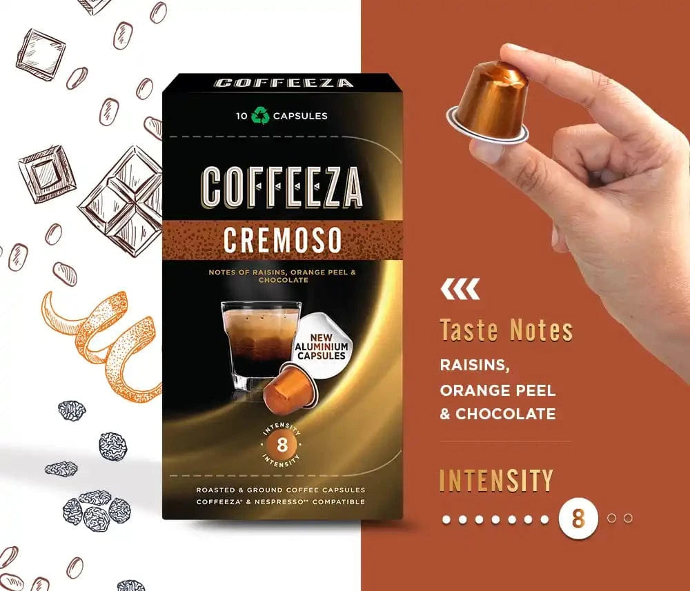 Coffeeza Cremoso Aluminium Coffee Capsules nespresso compatible