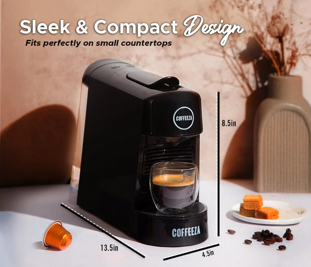 Coffeeza Finero Next Coffee Machine + 10 FREE Coffee Capsules + 1 Year Membership Benefits nespresso compatible BUNDL-FIN2-BK-VER1-08