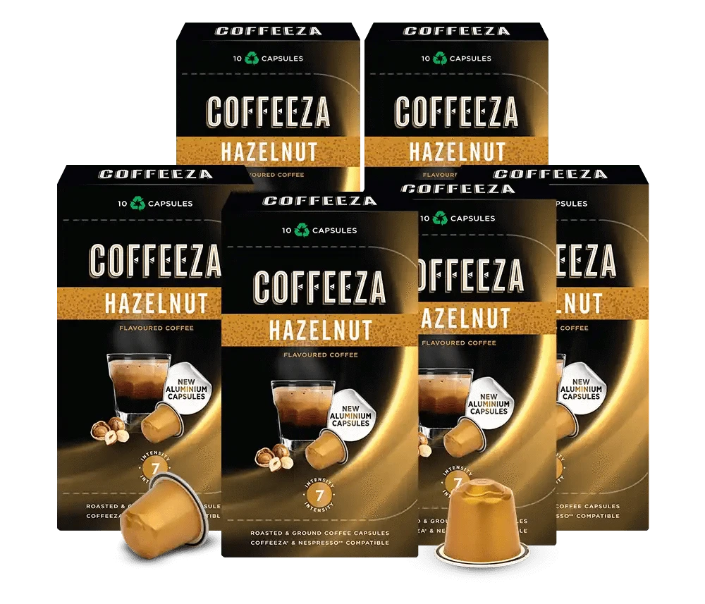 Coffeeza Hazelnut  100% Arabica Flavoured Aluminium Coffee Capsules nespresso compatible CCS-ALU-HAZ1-VER1-03