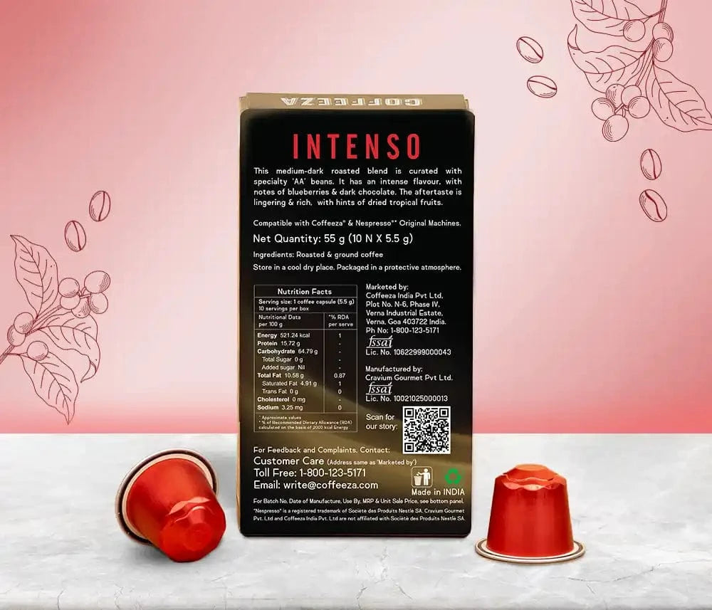 Coffeeza Intenso Aluminium Coffee Capsules nespresso compatible