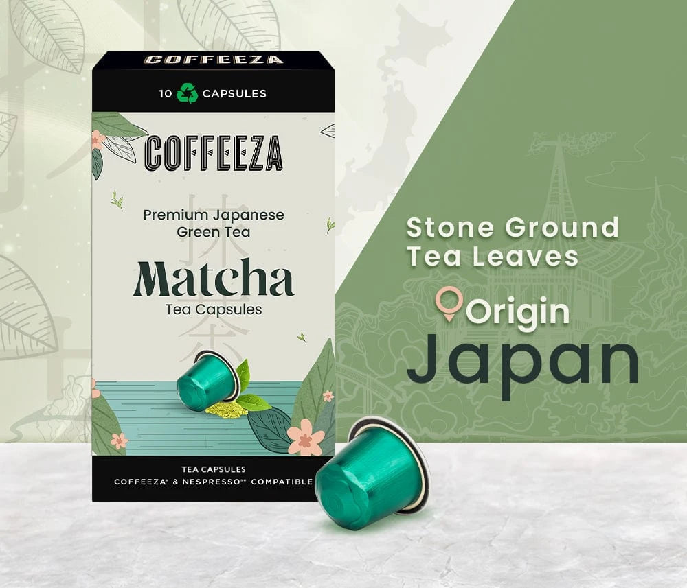 Coffeeza Matcha Green Tea Capsules, 100% Pure Japanese Matcha, Aluminium Capsules nespresso compatible