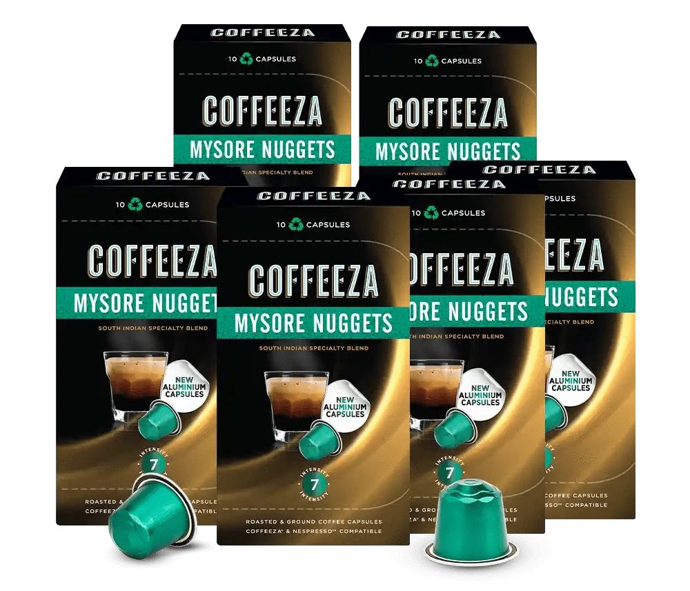 Coffeeza Mysore Nuggets AAA Grade Arabica Aluminium Coffee Capsules - Specialty Coffee nespresso compatible CCS-ALU-MYN1-VER1-03
