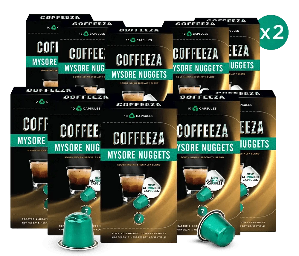 Coffeeza Mysore Nuggets AAA Grade Arabica Aluminium Coffee Capsules - Specialty Coffee nespresso compatible CCS-ALU-MYN1-VER1-05