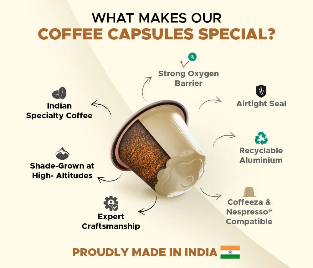 Coffeeza Vanilla 100% Arabica Flavoured Aluminium Coffee Capsules nespresso compatible