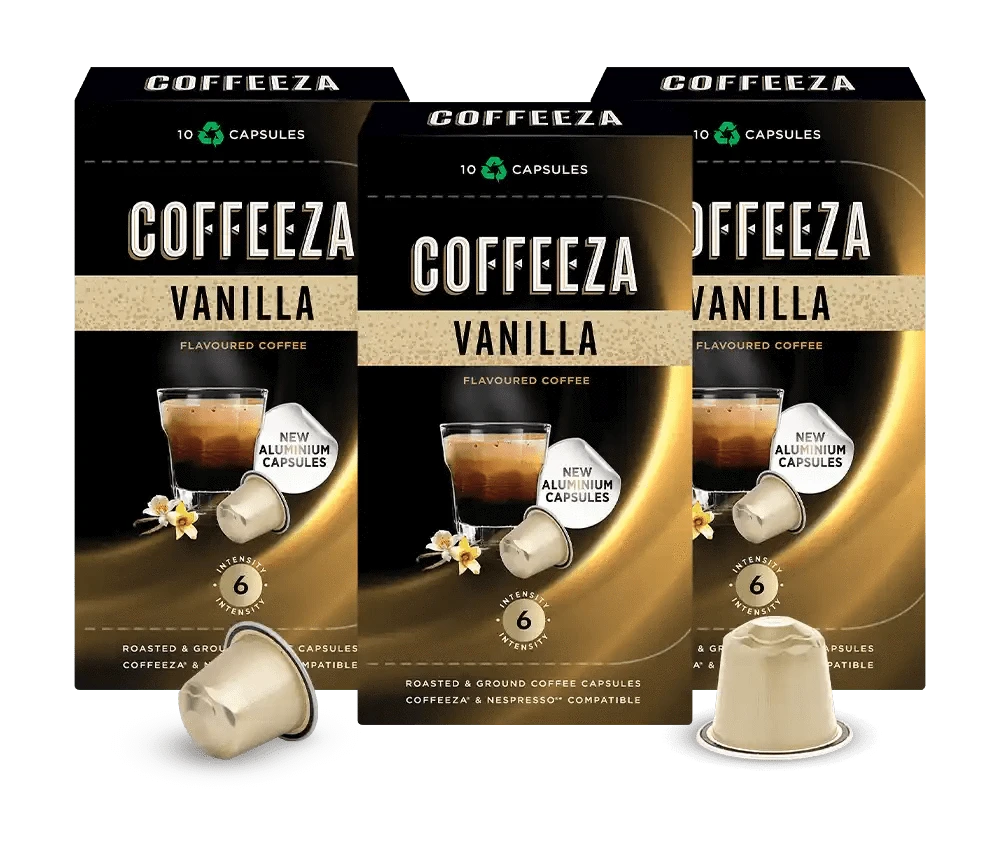 Coffeeza Vanilla 100% Arabica Flavoured Aluminium Coffee Capsules nespresso compatible CCS-ALU-VAN1-VER1-02
