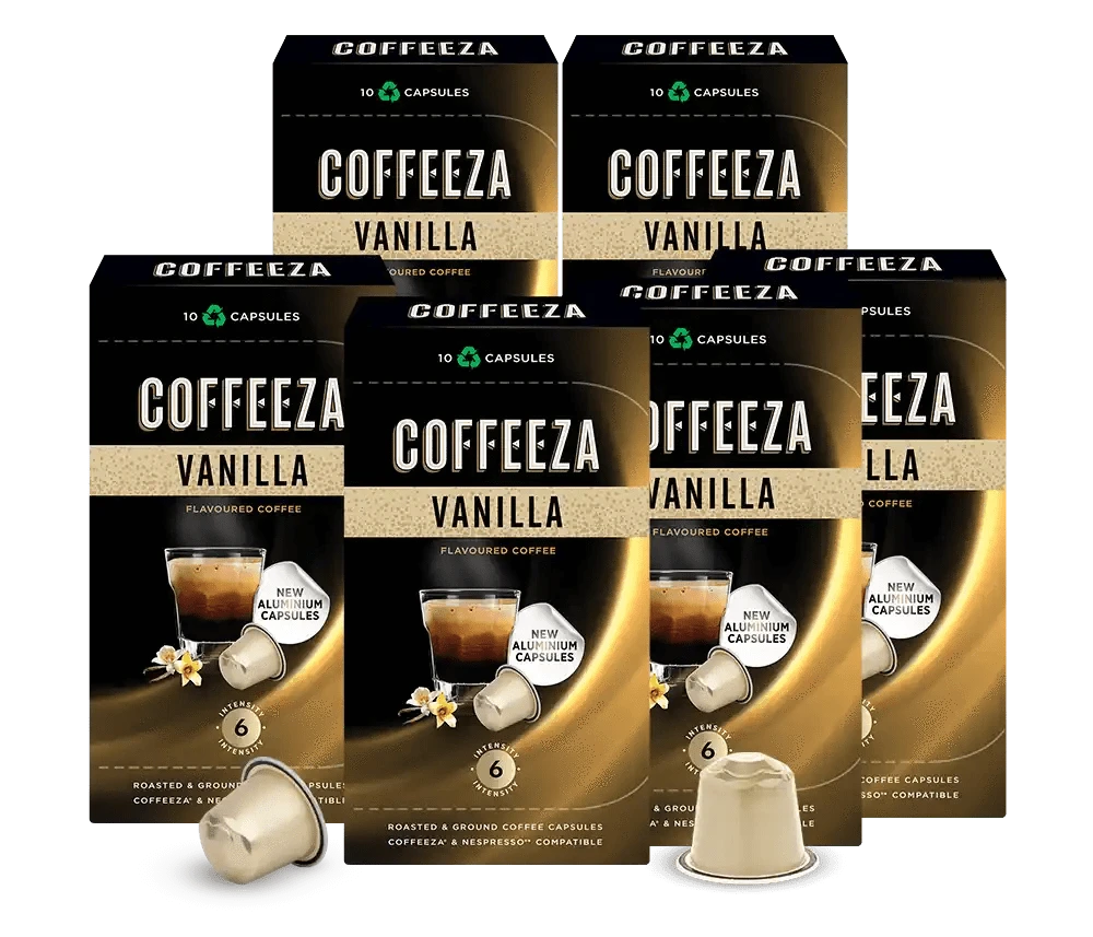 Coffeeza Vanilla 100% Arabica Flavoured Aluminium Coffee Capsules nespresso compatible CCS-ALU-VAN1-VER1-03
