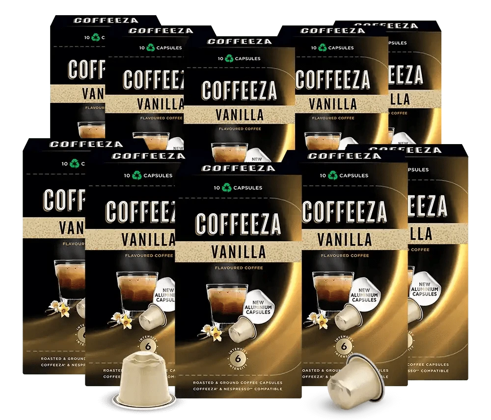 Coffeeza Vanilla 100% Arabica Flavoured Aluminium Coffee Capsules nespresso compatible CCS-ALU-VAN1-VER1-04