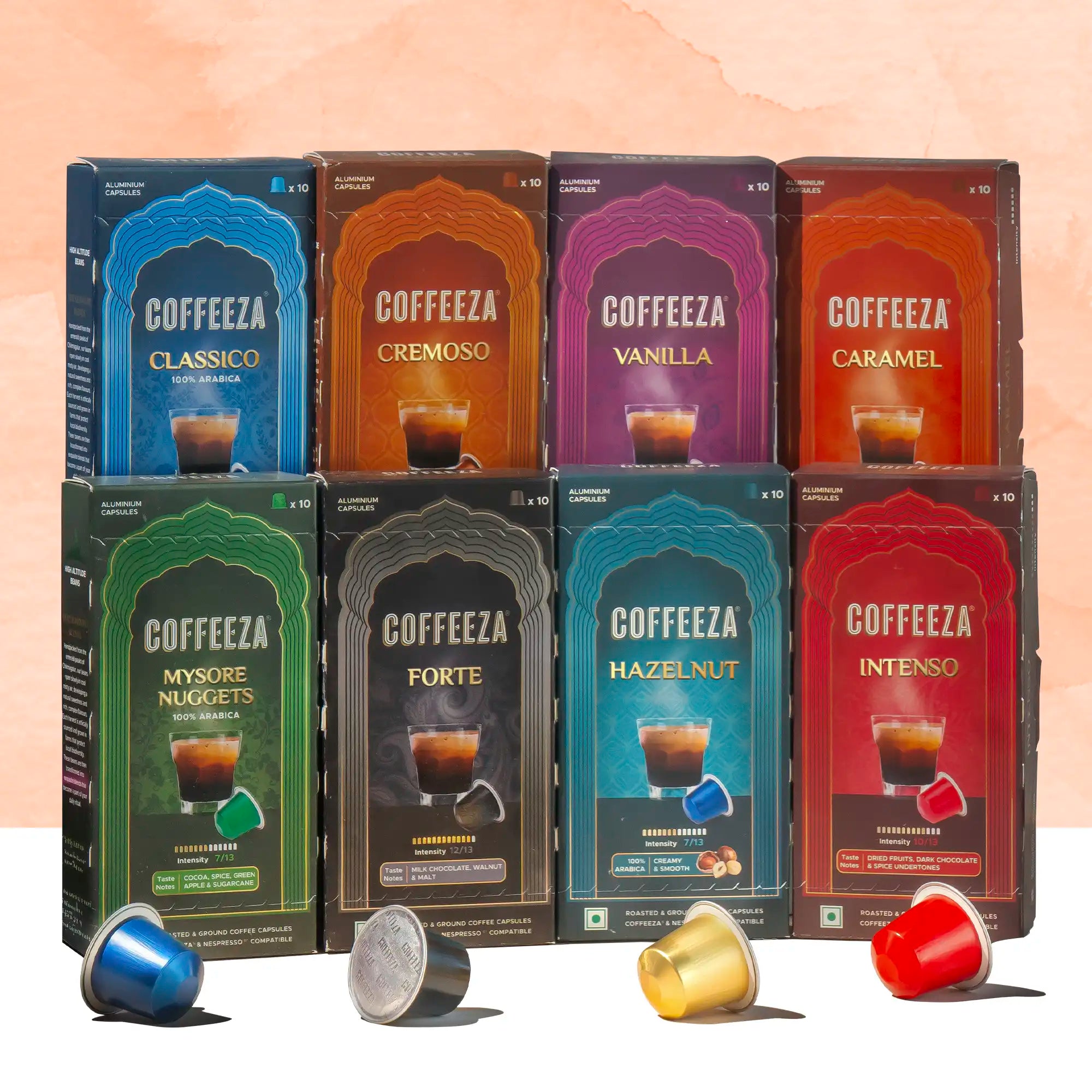 Coffeeza Value Pack Of 80 Coffee Capsules - Aluminium Coffee Pods | Box Of 8