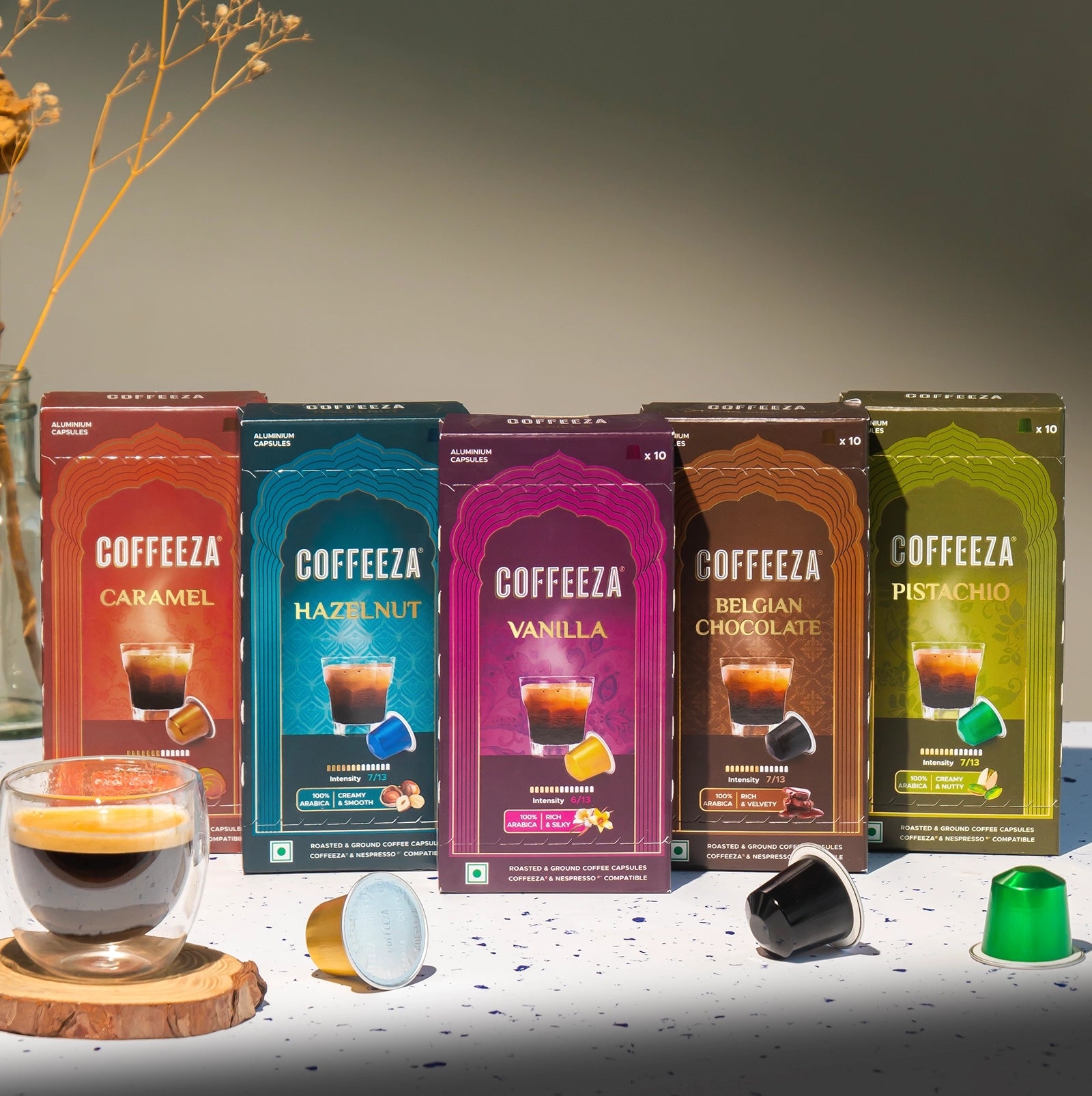 Coffeeza Variety Pack of 5 Coffee Capsules – Flavoured Blends