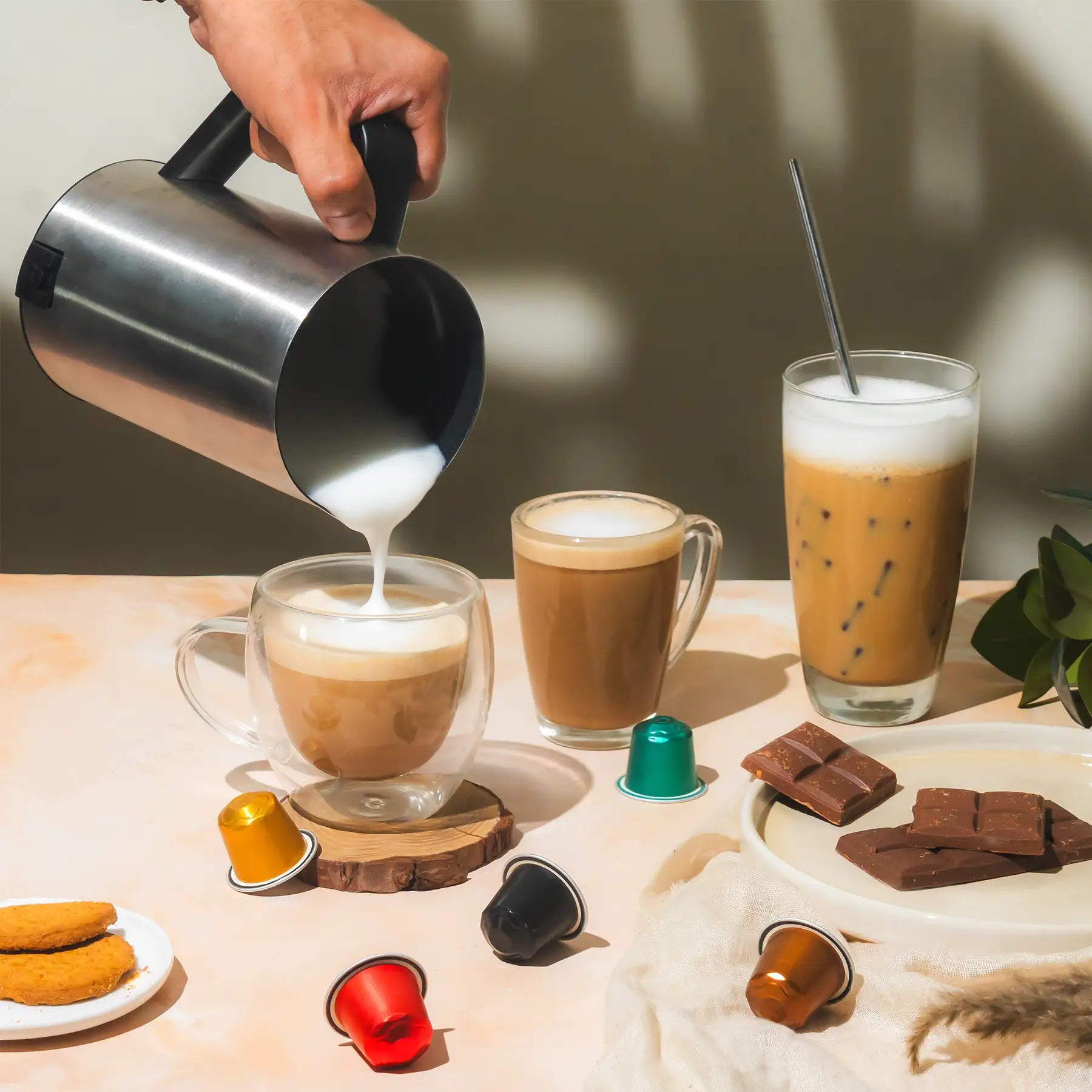 Coffeeza Frothimo Pro, 6-in-1 Electric Milk Frother and Heater| | Stainless Steel Hot & Cold Foam Function for Latte, Cappuccino, Macchiato, Hot Chocolate & More