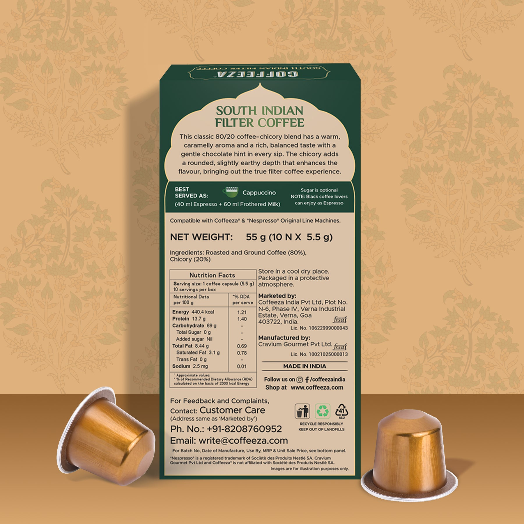 Coffeeza Filter Coffee Capsules I 80/20 Coffee-Chicory Blend