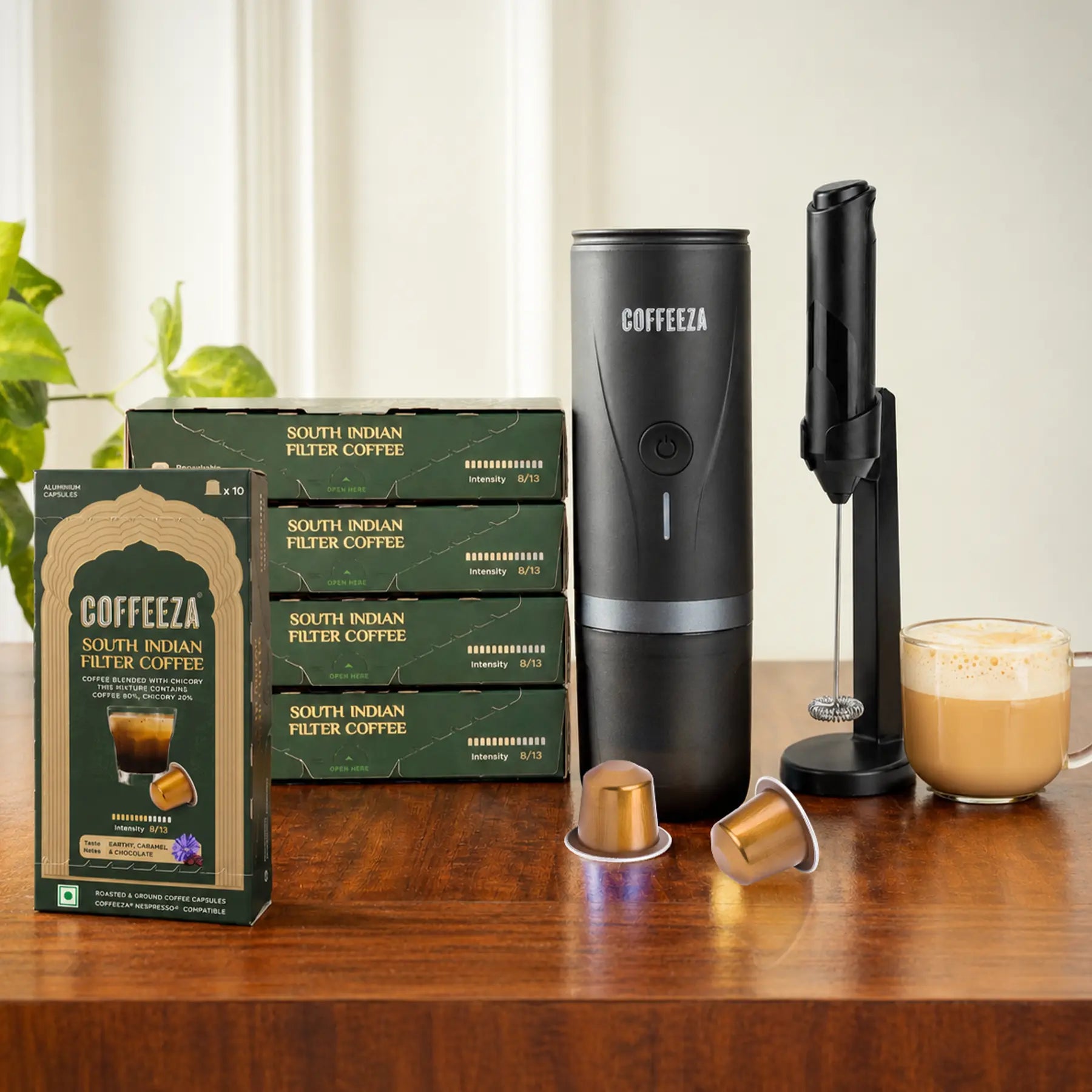 Finero Mini Portable Coffee Machine + 50 FREE Filter Coffee Capsules +Free Coffee Cup + 1 Year Membership Benefits