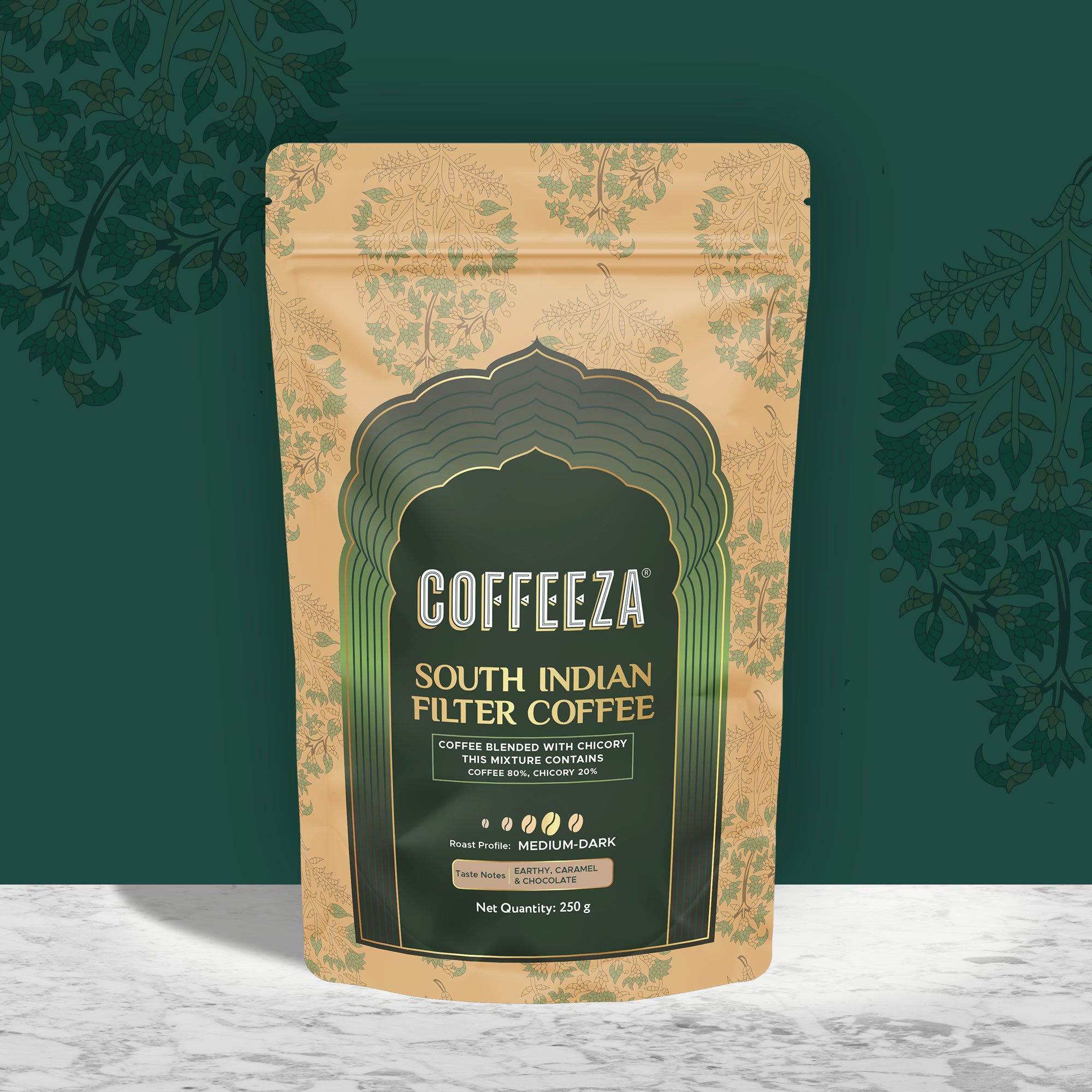 Coffeeza South Indian Filter Coffee – 80:20 Blend with Chicory | Medium-Dark Roast |Traditional Grind (250g)