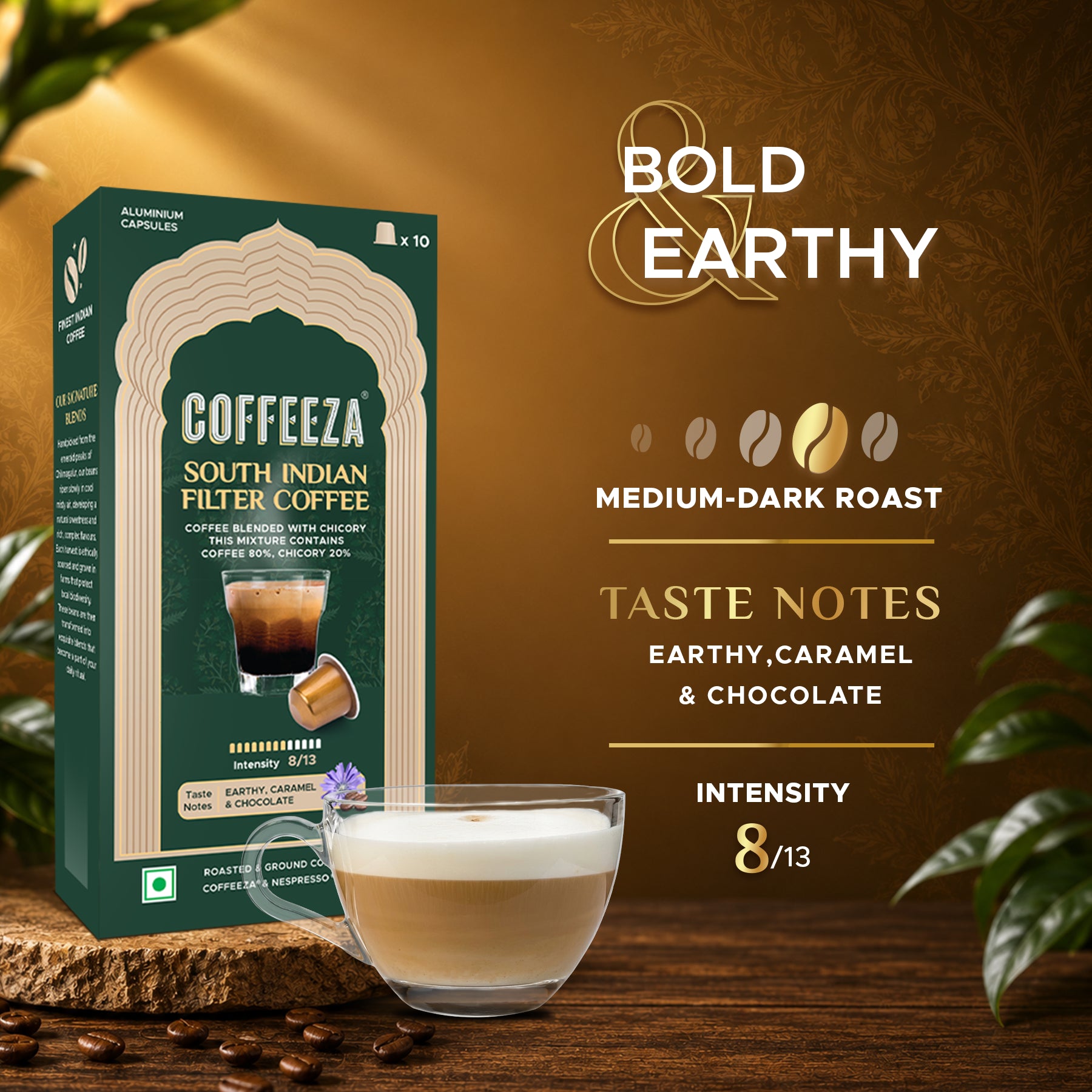 Coffeeza Filter Coffee Capsules I 80/20 Coffee-Chicory Blend
