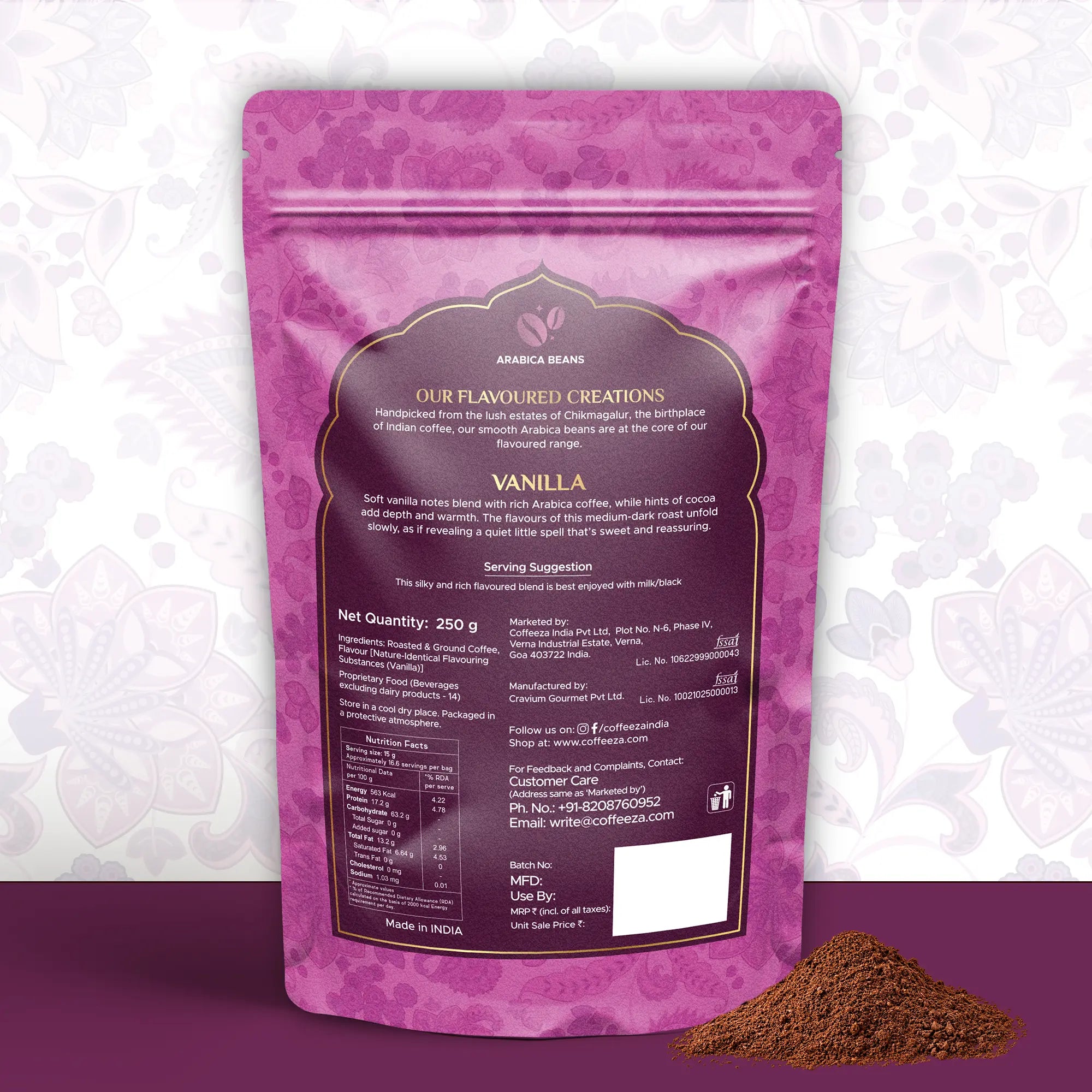 Vanilla 100% Arabica Flavoured Ground Coffee