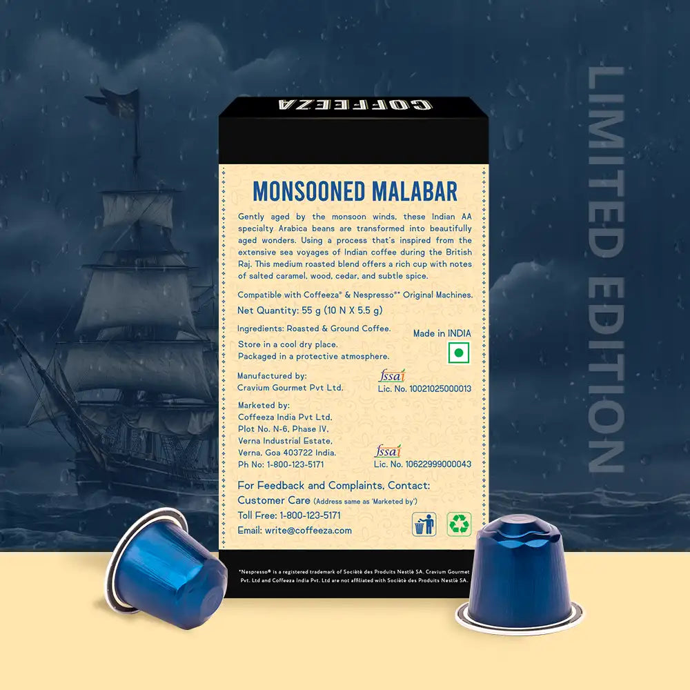 Monsooned Malabar 100% AA Arabica Aluminium Coffee Capsules
