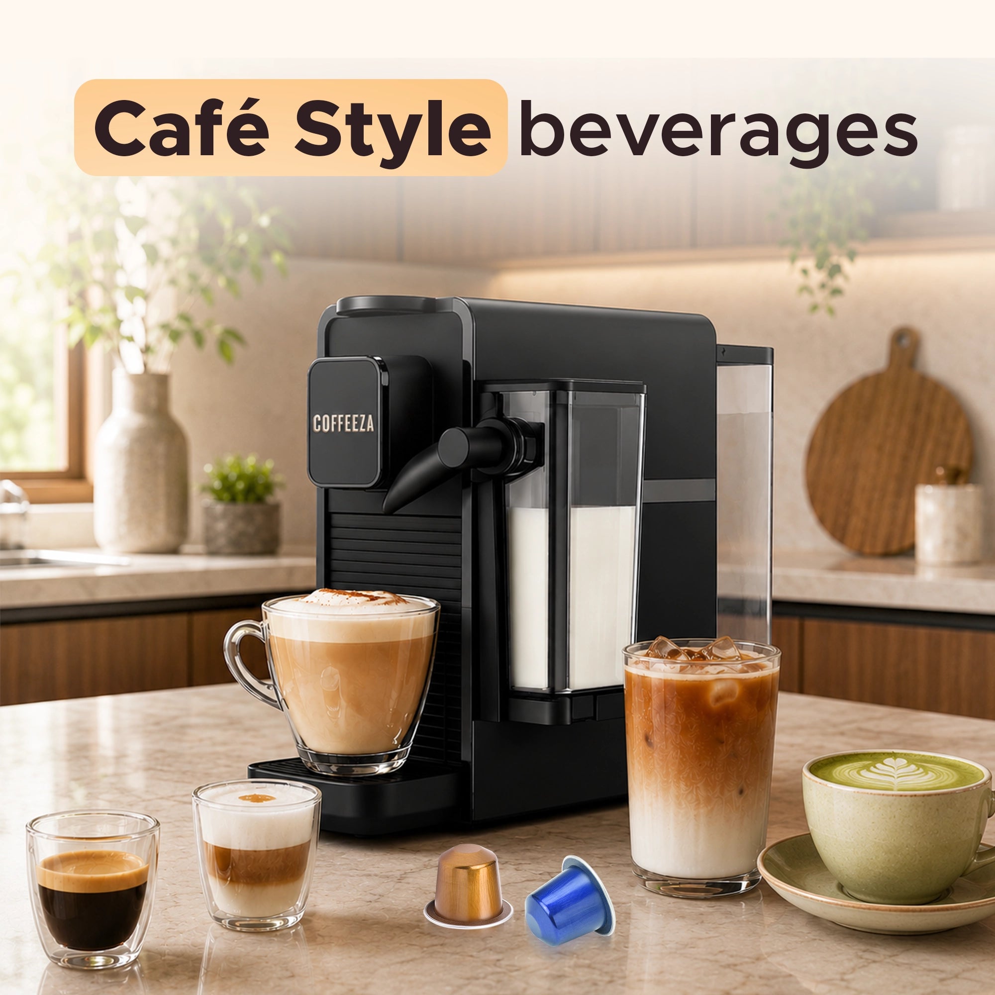 Coffeeza Lattisso Z Pod Coffee Machine I Cappuccino I Espresso Maker I 20 Bar Pressure   For Cappuccino, Espresso & Lungo + 10 FREE Coffee Capsules + 1 Year Membership Benefits