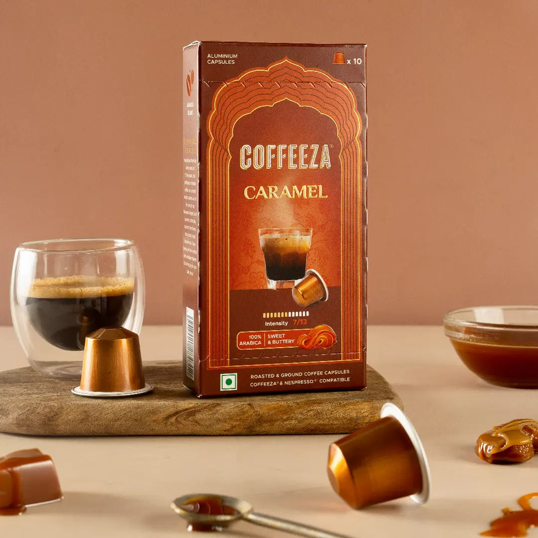 Caramel 100% Arabica Flavoured Aluminium Coffee Capsules