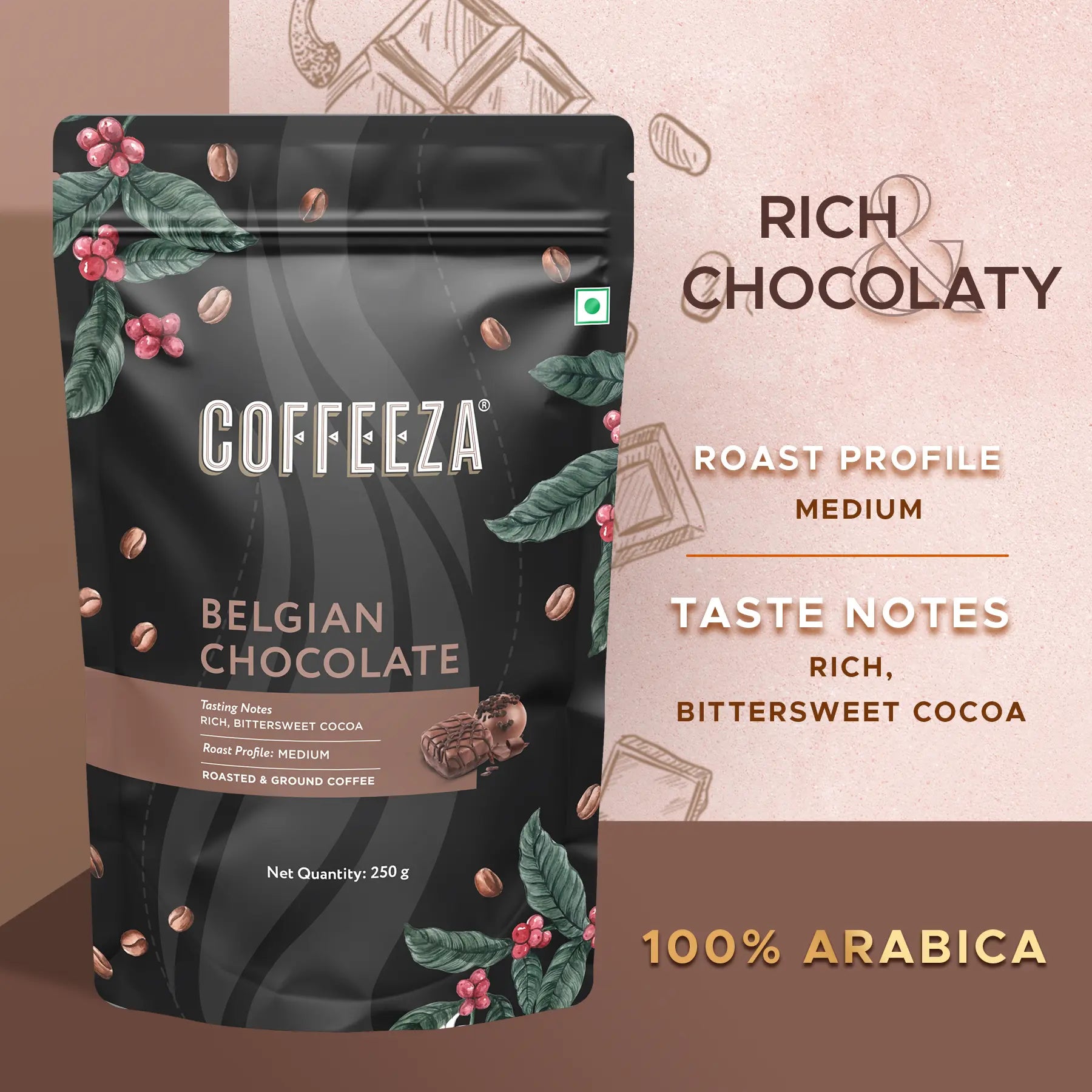 Belgian Chocolate 100% Arabica Flavoured Ground Coffee