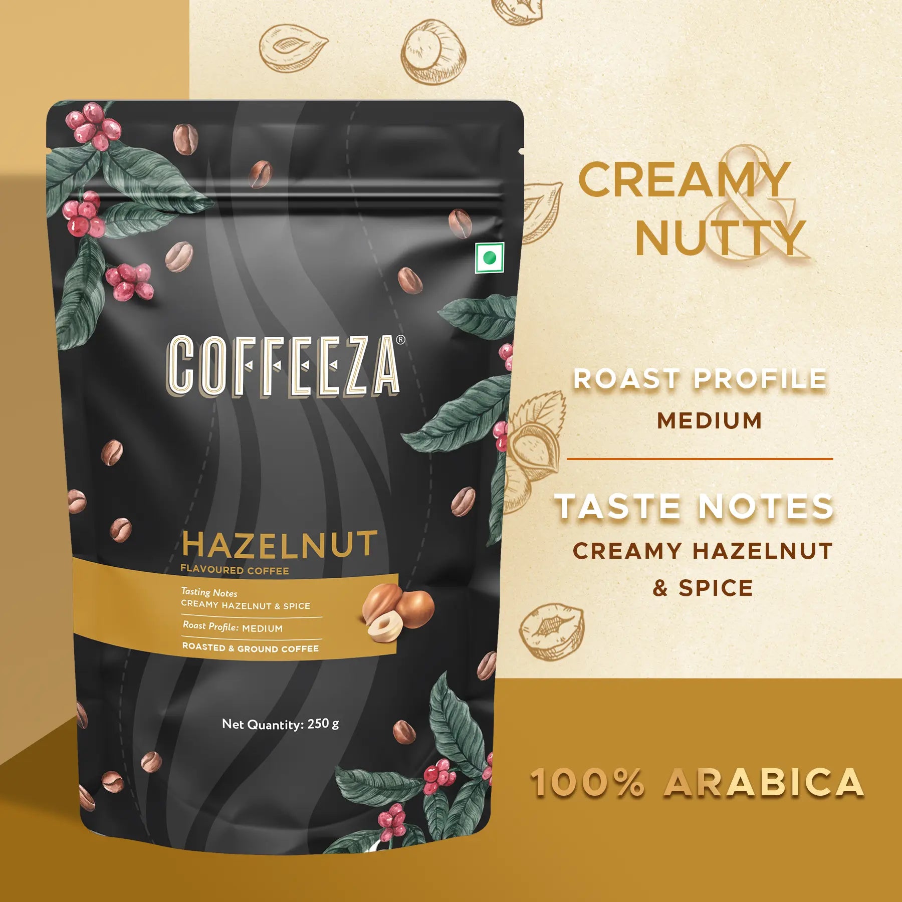 Hazelnut 100% Arabica Flavoured Ground Coffee