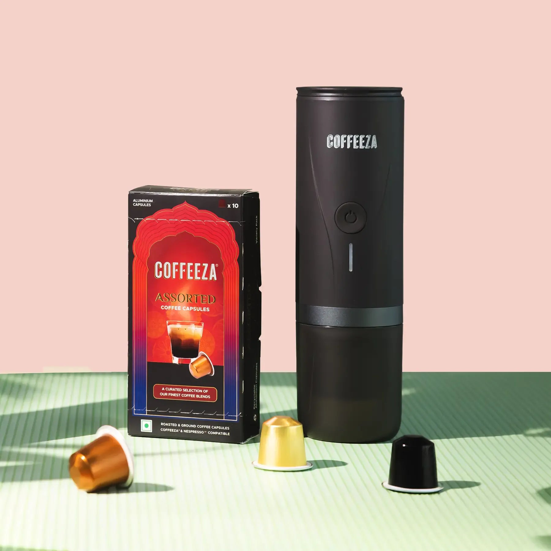Finero Mini Portable Coffee Machine + 10 FREE Coffee Capsules + 1 Year Membership Benefits
