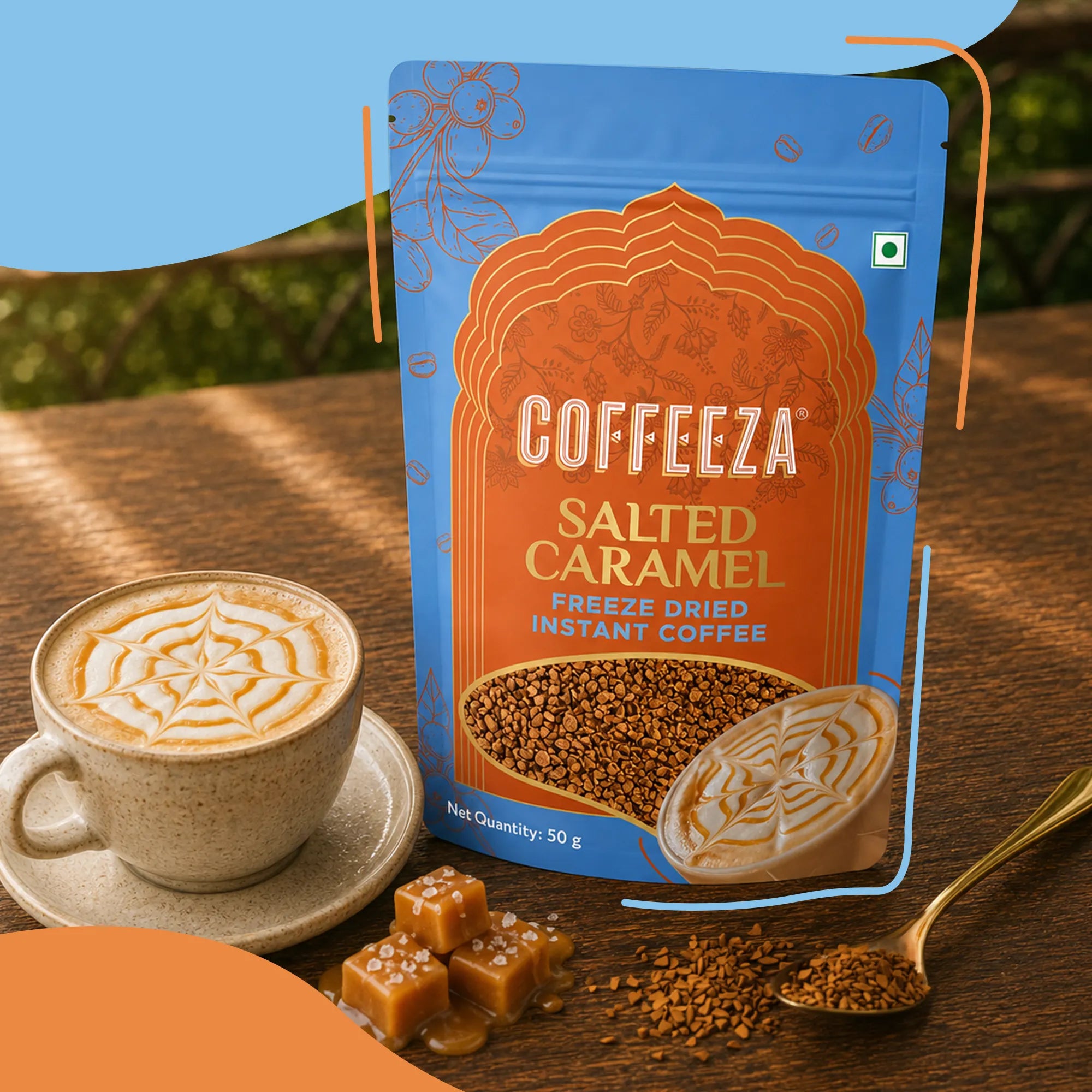 Coffeeza Salted Caramel Freeze-Dried Premium Instant Coffee I Sweet & Buttery I 50gms