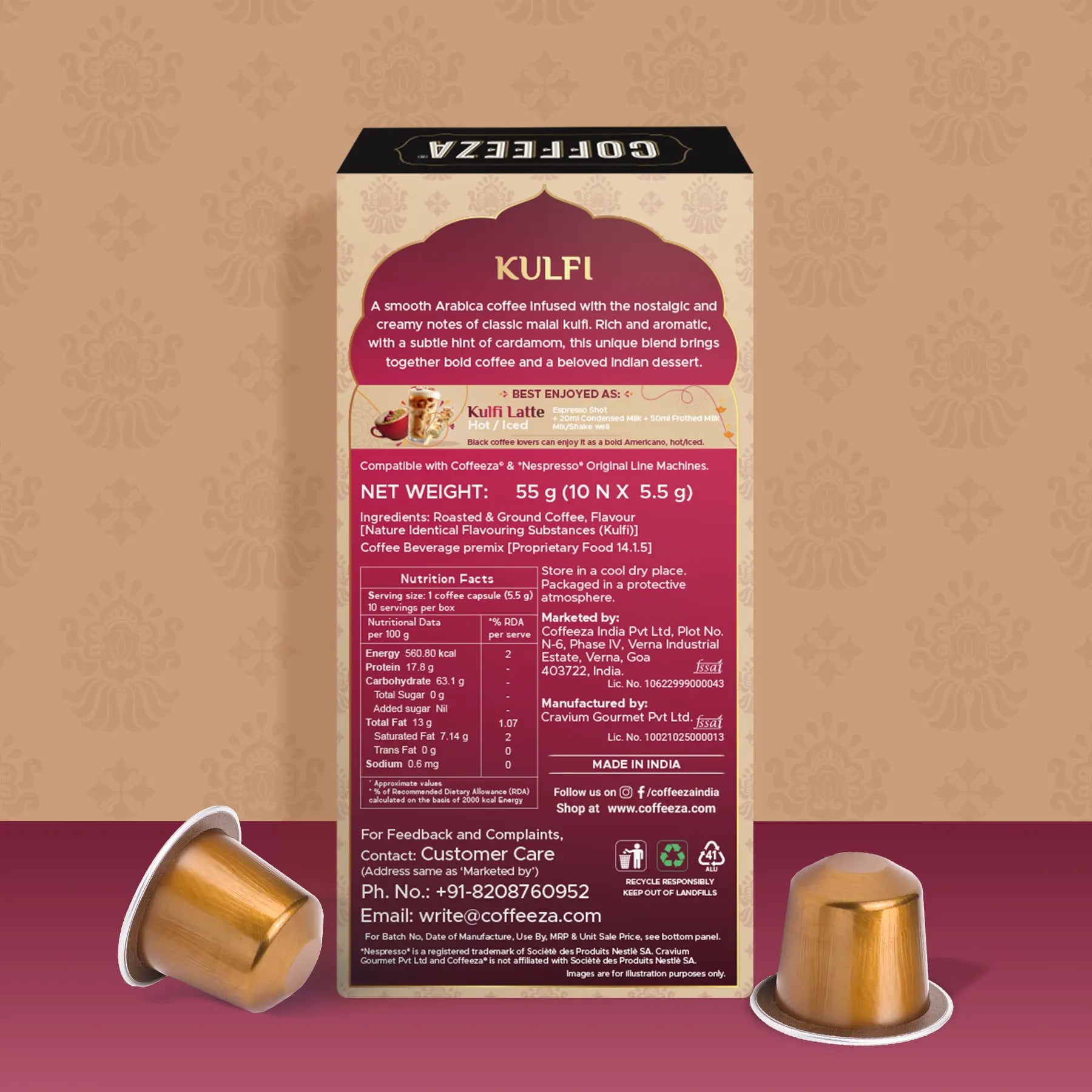 Coffeeza Kulfi Flavoured 100% Arabica Coffee Capsules