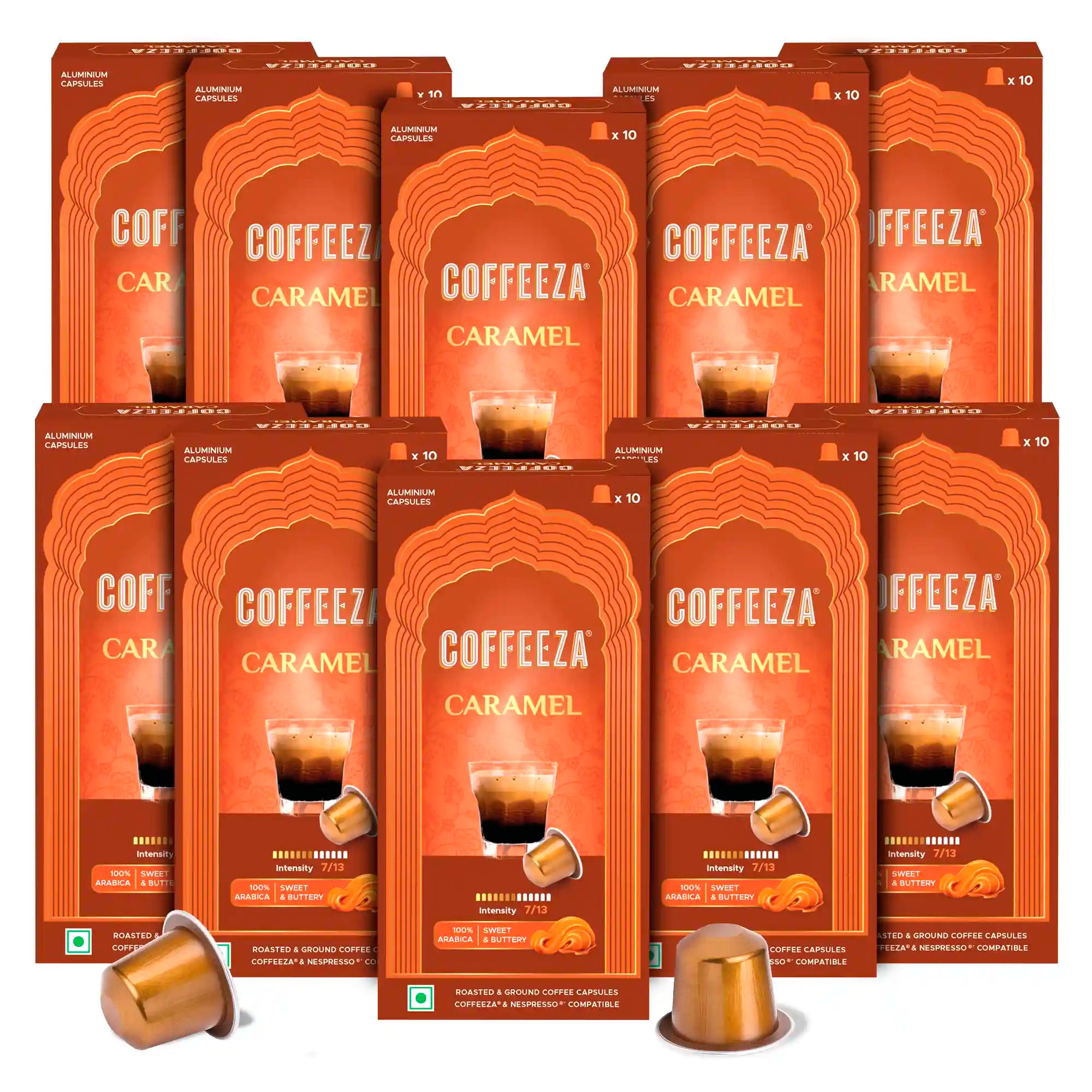 Caramel 100% Arabica Flavoured Aluminium Coffee Capsules