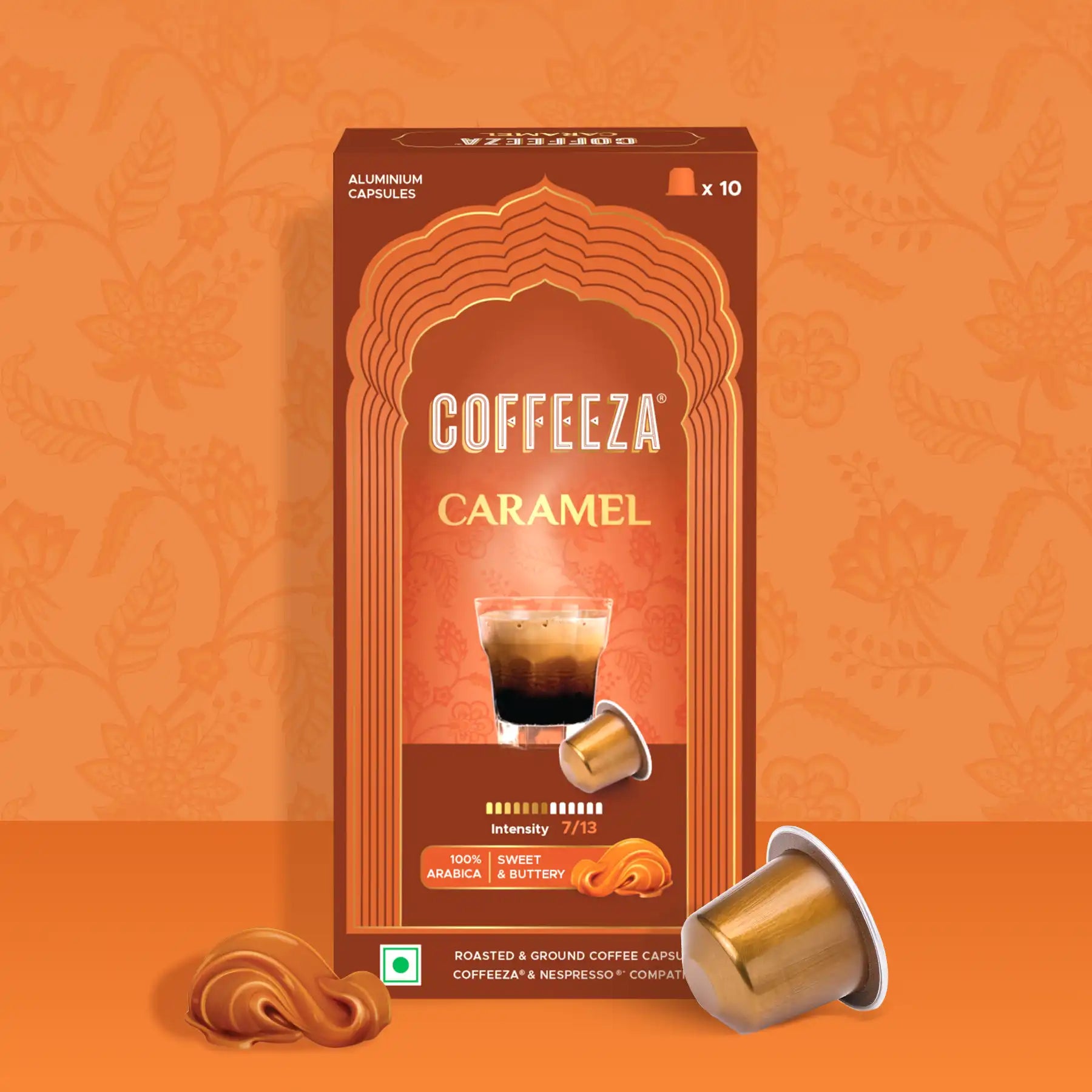 Caramel 100% Arabica Flavoured Aluminium Coffee Capsules
