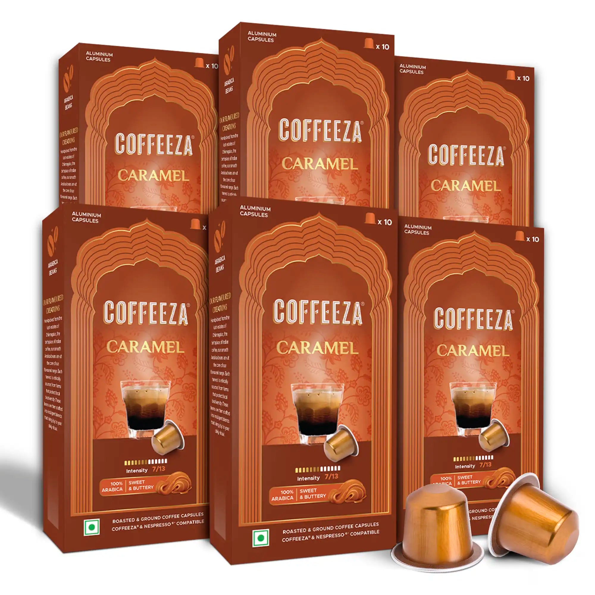 Caramel 100% Arabica Flavoured Aluminium Coffee Capsules
