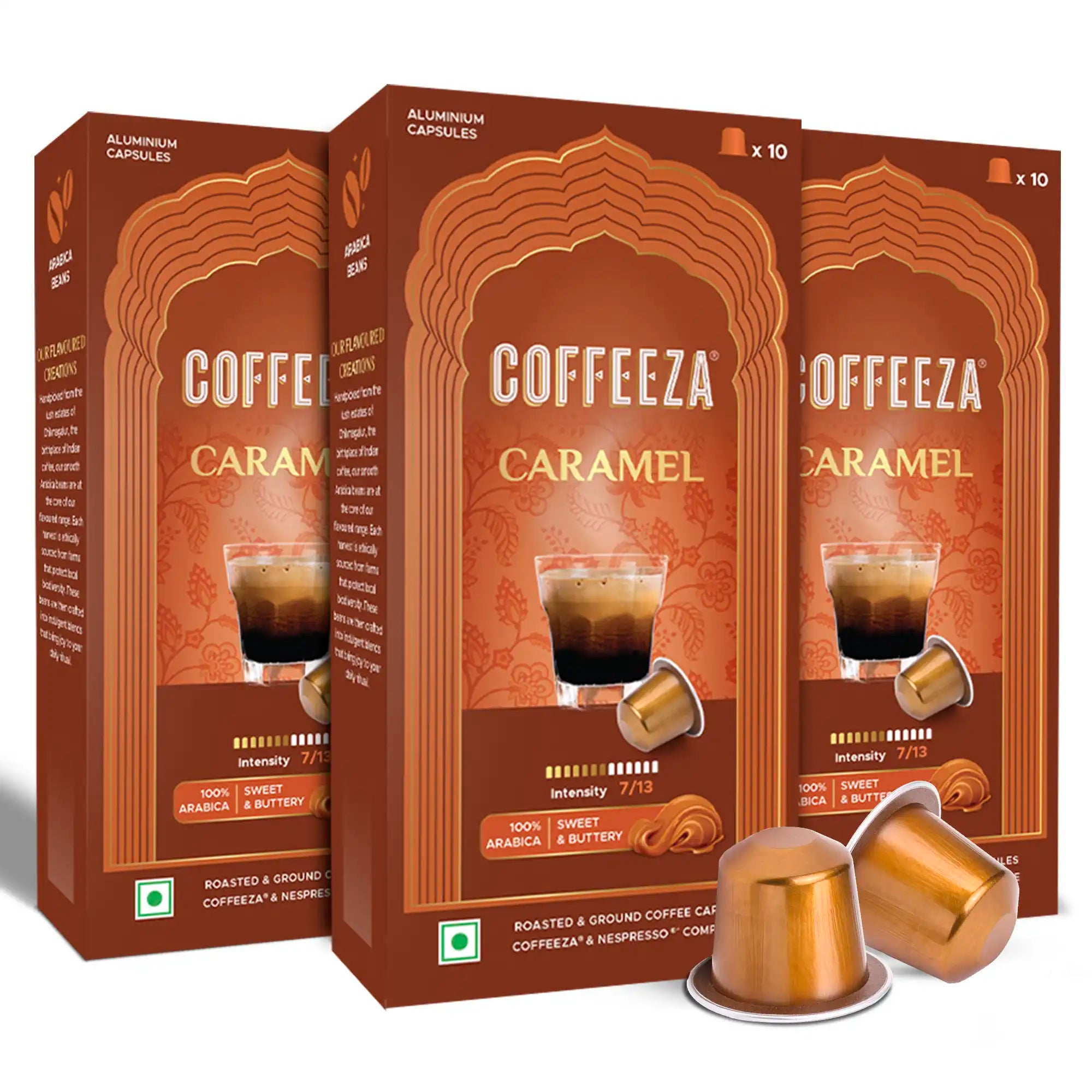 Caramel 100% Arabica Flavoured Aluminium Coffee Capsules