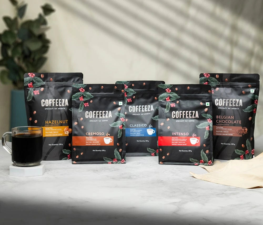 Coffeeza Aromatic Indulgence - "AA" Specialty Ground Coffee - Pack of 5 (250gm X5) nespresso compatible