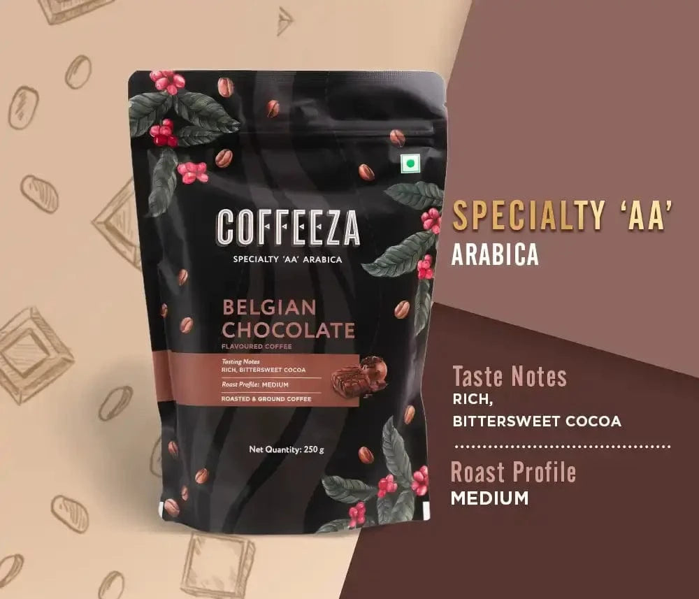 Coffeeza Belgian Chocolate 100% Arabica Flavoured Ground Coffee nespresso compatible