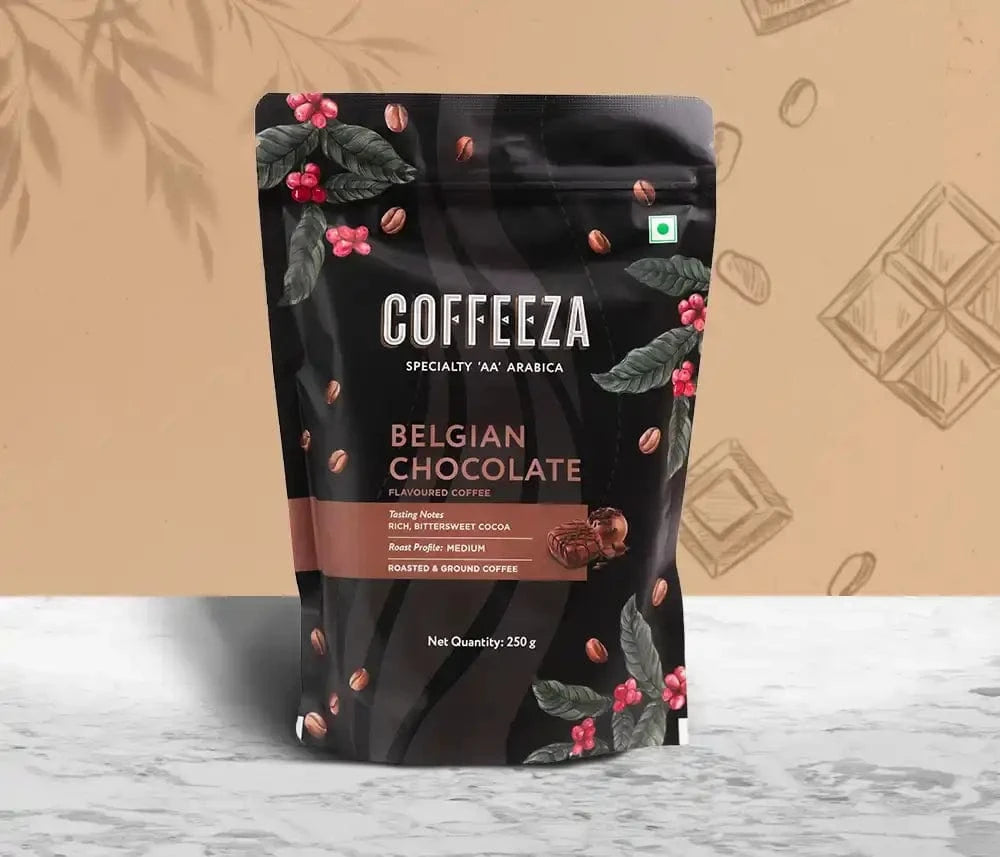 Coffeeza Belgian Chocolate 100% Arabica Flavoured Ground Coffee nespresso compatible