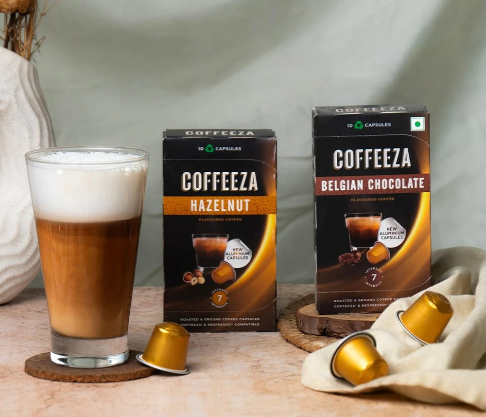 Coffeeza Belgian Chocolate & Hazelnut Variety Pack - 100% Arabica Flavoured Coffee nespresso compatible