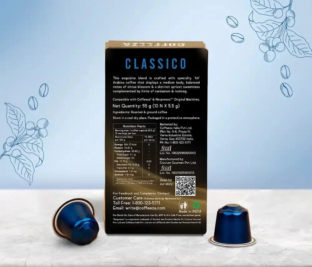 Coffeeza Classico 100% Arabica Aluminium Coffee Capsules nespresso compatible