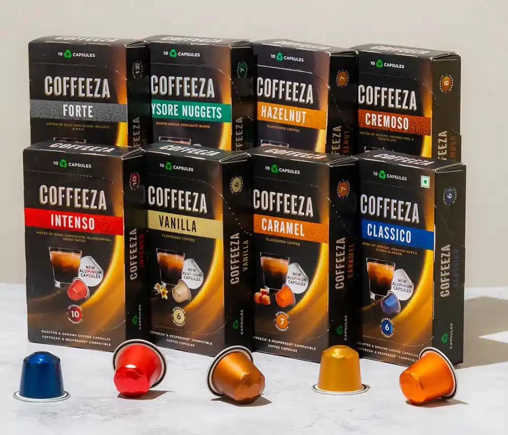 Coffeeza Coffeeza Value Pack Of 80 Coffee Capsules - Aluminium Coffee Pods | Box Of 8 nespresso compatible BUNS-CC-ALU-VP2-VER1-027