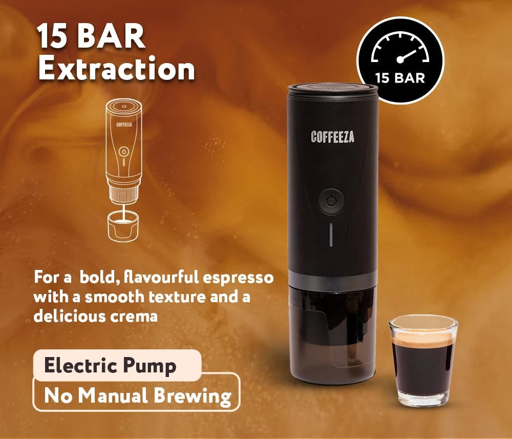 Coffeeza Finero Mini Portable Coffee Machine + 10 FREE Coffee Capsules + 1 Year Membership Benefits nespresso compatible BUNDL-FIN3-BK-VER1-07