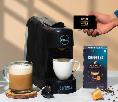 Coffeeza Finero Next Coffee Machine + 10 FREE Coffee Capsules + 1 Year Membership Benefits nespresso compatible BUNDL-FIN2-BK-VER1-08