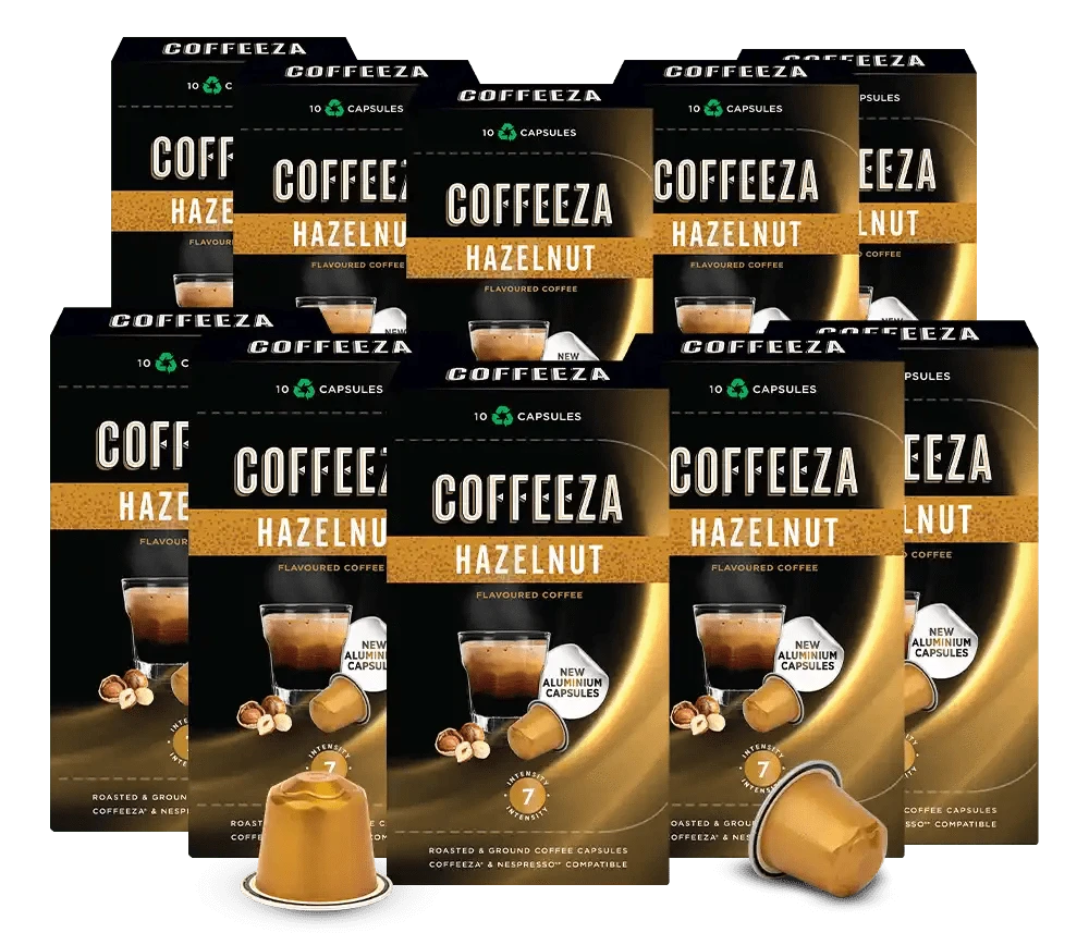 Coffeeza Hazelnut  100% Arabica Flavoured Aluminium Coffee Capsules nespresso compatible CCS-ALU-HAZ1-VER1-04